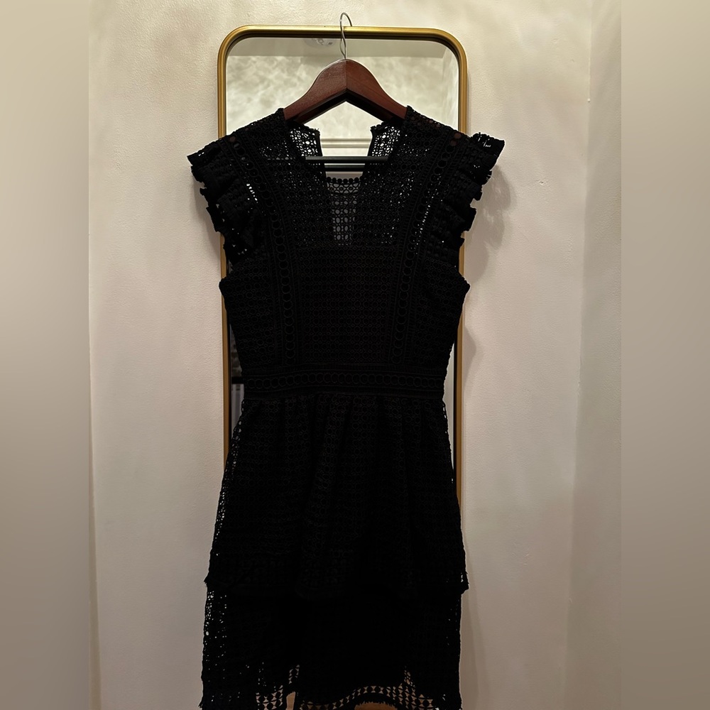 Whistles Dress - Black with eyelets